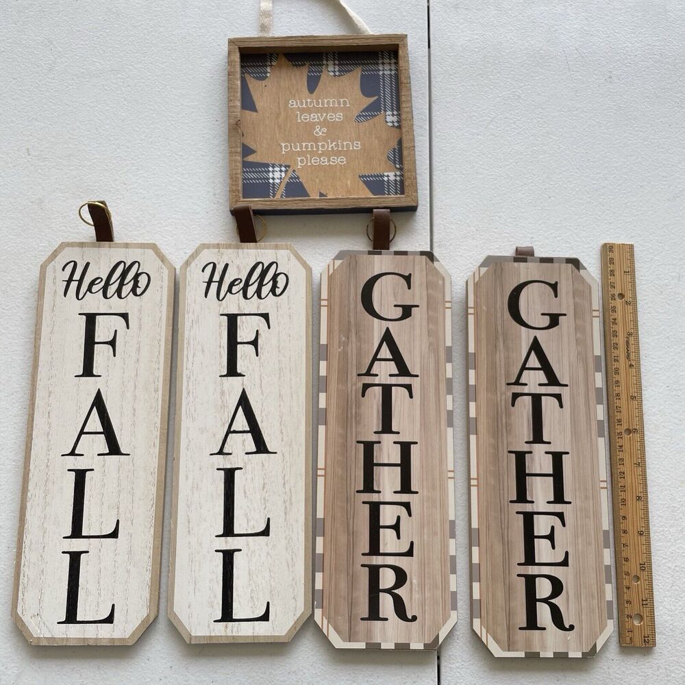 Holiday Home Decor, Fall Thanksgiving Autumn , Signs , Set Of 5
